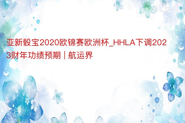 亚新骰宝2020欧锦赛欧洲杯_HHLA下调2023财年功绩预期 | 航运界