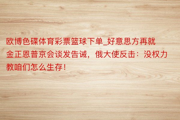 欧博色碟体育彩票篮球下单_好意思方再就金正恩普京会谈发告诫，俄大使反击：没权力教咱们怎么生存！