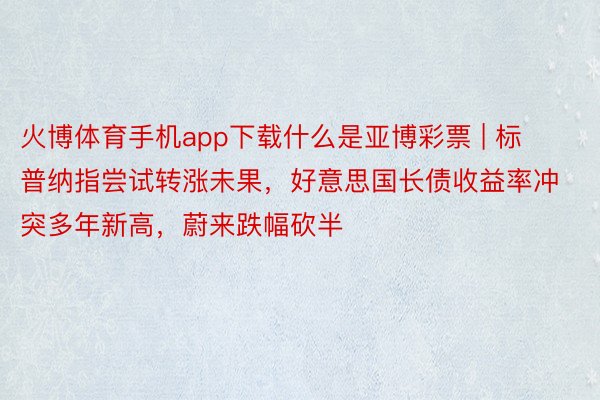 火博体育手机app下载什么是亚博彩票 | 标普纳指尝试转涨未果，好意思国长债收益率冲突多年新高，蔚来跌幅砍半