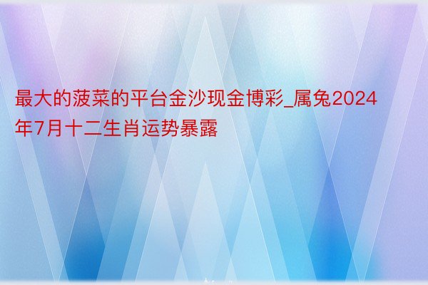 最大的菠菜的平台金沙现金博彩_属兔2024年7月十二生肖运势暴露